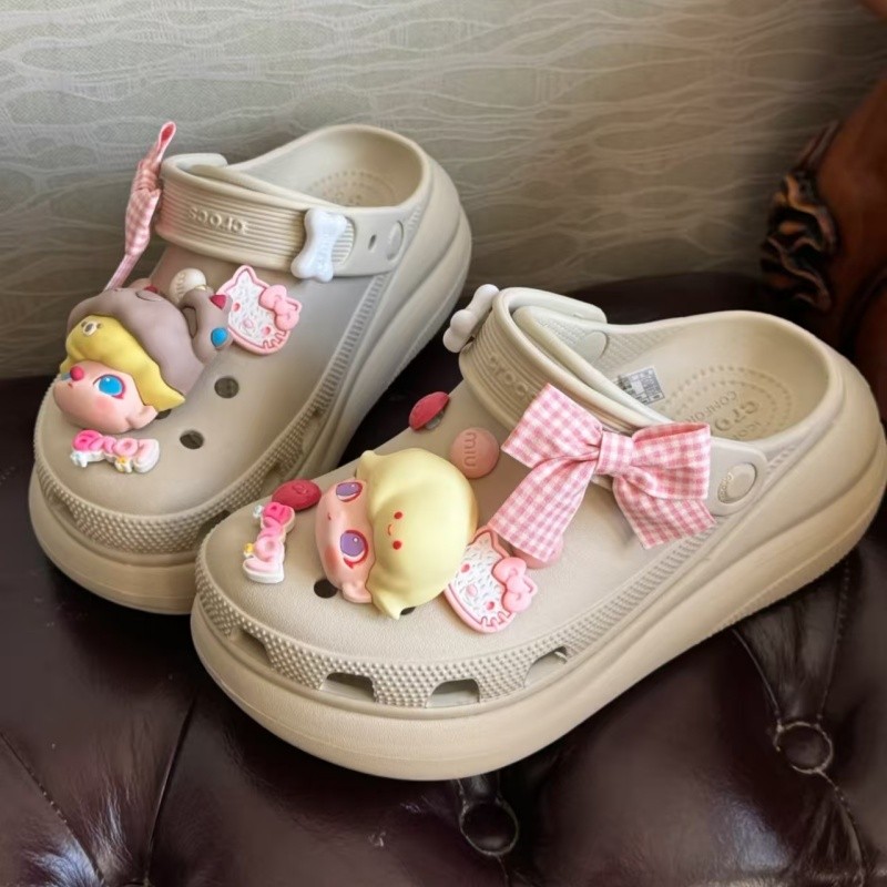 POP MART Phụ kiện giày lỗ nơ dễ thương, hoa phù hợp Crocs, tháo rời, dùng cho Busch
