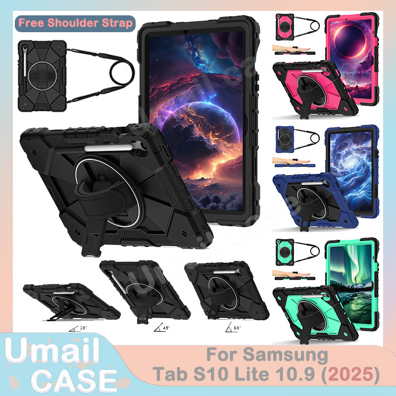 Ốp Chống Sốc Chắc Chắn Cho Samsung Tab S10 Lite 10.9inch 2025 S10 Lite 5G X400 X406B 360° Hộp đựng máy tính bảng dây đeo tay xoay
