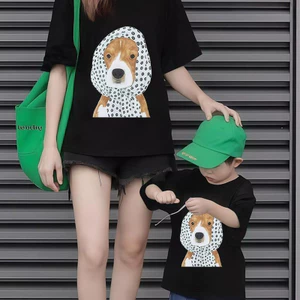 Bộ Gia Đình Mẹ Áo Trẻ Em cotton Tay Ngắn Cổ Tròn Áo Thun Thời Trang Mùa Hè DOG 2025