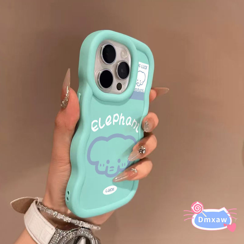 Ốp Điện Thoại Simple Line Elephant 3D Wave Matte Cho Samsung Galaxy M35 S25 S24 S23 Plus S22 Ultra S21 S20 FE + 5G 4G Vỏ Màu Trơn Hoạt Hình Dễ Thương Ốp Lưng Mềm Chống Sốc