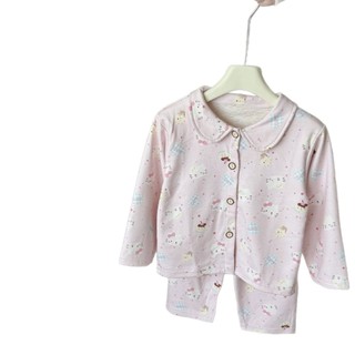 Bộ Đồ Ngủ Trẻ Em Hoạt Hình Dài Tay Phù Hợp Với Trung Bình Lớn Trẻ Em Nhà Quần Áo Bé Ve Áo Cardigan Bộ Đồ Hai Mảnh