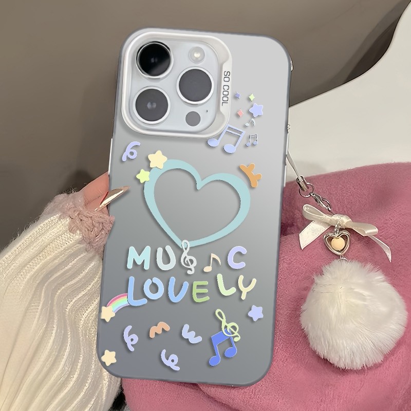 Ốp Lưng iPhone Hình Trái Tim Âm Nhạc Dịu Dàng - Tương Thích 16/15/14/13/12/11 Pro Max, XS Max, X