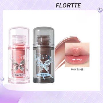 FLORTTE Son Bóng Đôi Bướm Môi Tinh Chất Mật Ong Son Bóng Nước Hàn Quốc Dưỡng Ẩm Lâu Dài Giảm Nếp Nhăn Môi Điều Dưỡng Son Môi Áo Mưa Son Bóng Trang Điểm Môi