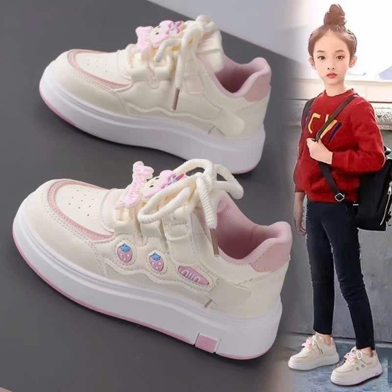 giày thể thao bé gái giày đi học cho bé gái có quai dán kurumi êm chân chống trượt hồng tím QCCC TT010 ( có video )