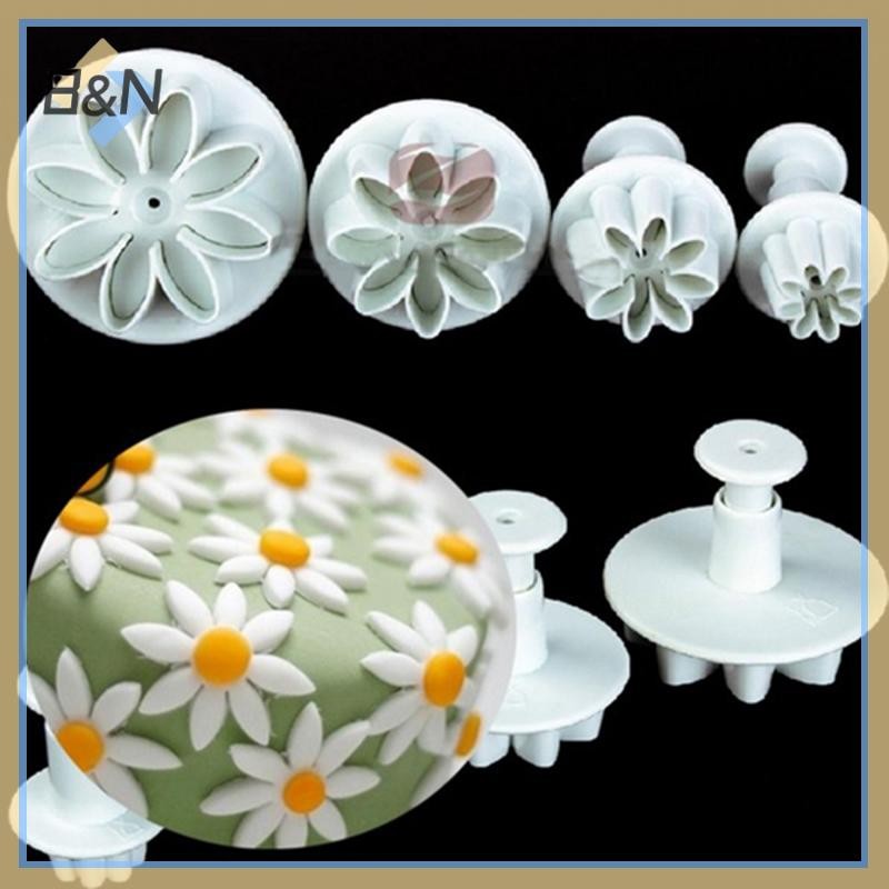 B & N 4X Bánh Fondant Sugarcraft Trang Trí Khuôn Bánh Quy Pít Tông Cắt Hoa.