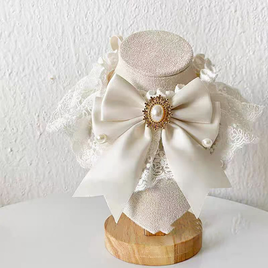 【Ready Stock】 Popular White Wedding Dress Pet's Saliva Towel Cat Wedding Bow Collar Dog Senior Bib and Neckerchief Bib HTl1