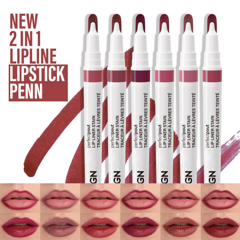 YW Sản phẩm Hot Lip Liner Chống thấm nước lâu dài Phác thảo hai trong một Lip Plump Lip Color