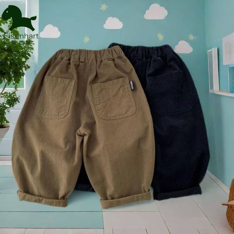 Esina Trẻ Em Nguyên Chất Quần Cotton Xuân Thu Bé Trai Quần Rời Thu Đông Phong Cách Mới Trẻ Em Bé Hàn Quốc Quần Thường Ngày