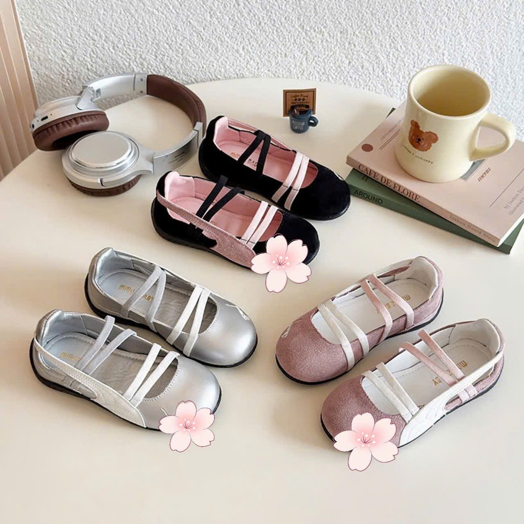 ( hàng sẵn) giày búp bê cho bé gái dây đan  xinh xắn da PU mềm êm chân chống trượt cho bé từ 1 tuổi da lộn 5913