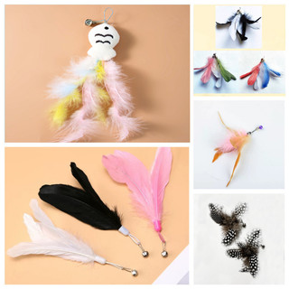 Đầu thay thế lông vũ Đồ chơi cho mèo trêu chọc Cat Stick Đầu thay thế chống cắn bằng lông chuông