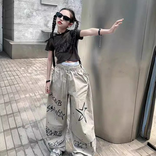 Set áo thun và quần ống rộng phong cách hiphop Mỹ – Trang phục streetwear cá tính cho bé gái