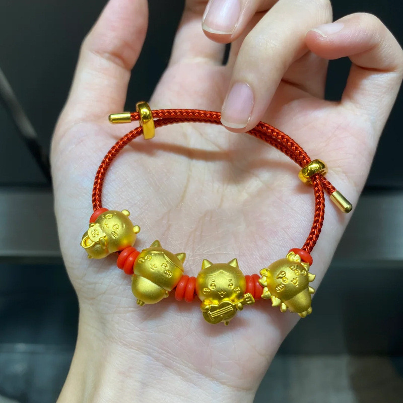 DIY Trang Sức Chiikawa Usaki Đính Hạt Giả Vàng Chiikawa Nhỏ Tám Cát Vàng Vòng Tay Chuyển Hạt