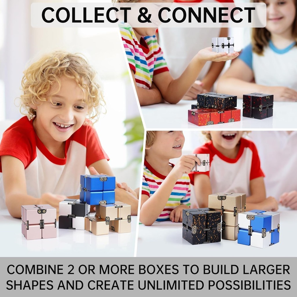 Cube Metal Infinity Cube Khối hợp kim nhôm Khối lập phương Thực hành ngón tay Giảm căng thẳng Quà tặng văn phòng Bạc