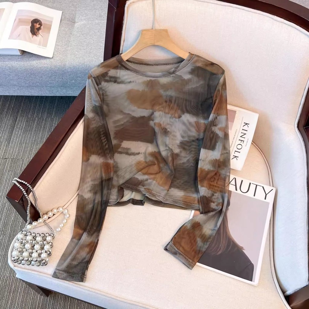 Milyfashion Tie-Dye In Gạc Dài Tay Đầu Thu Mỏng Xuyên Qua Chống Nắng Quần Áo Nữ