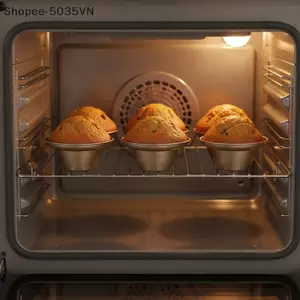 {AKIN} Chảo Muffin hình nấm chịu nhiệt không gỉ Khay thép Carbon cao cấp cho bánh xốp Cupcake Làm bánh tại nhà {a}