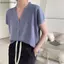 Áo dệt kim ngắn tay AA V-Ne dành cho nữ mùa hè Áo len Cardigan ngắn đơn giản màu trơn VN