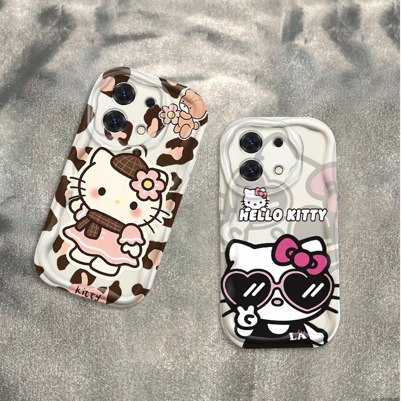 Ốp Silicon Hoạt Hình Cho Redmi Note 13 Pro 4G 5G POCO M6 Pro 4G Kem 3D Mềm Vỏ Điện Thoại TPU Da Báo Kitty Ốp Lưng Chống Sốc