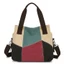 Túi Tote Canvas Retro Màu Sắc Tương Phản Dung Tích Lớn Di Động Đeo Ngang Đi Lại Nữ