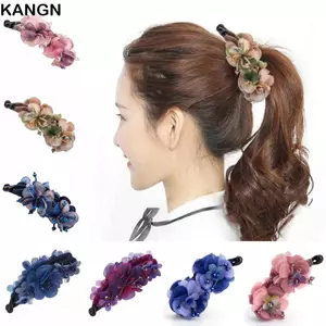 Kẹp Xoắn KANGN, Kẹp Chuối Handmade Chống Trơn Trượt, Thời Trang Hoa Hồng Thanh Lịch Phong Cách Retro Kẹp Đuôi Ngựa Cho Nữ
