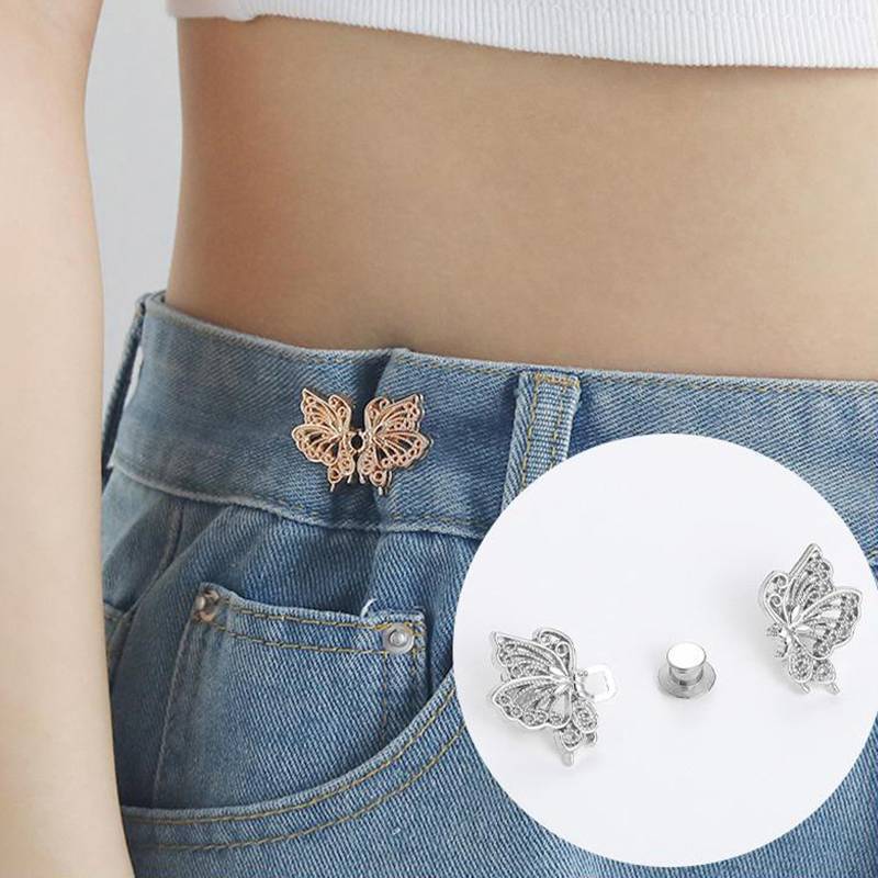 Alittlesettu Cánh Bướm Quần Nút Thắt Lưng Kẹp Quần Jean Khóa Phụ Kiện VN