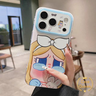 Ốp lưng tương thích cho iPhone 16 17 11 13 14 12 15 Pro Max Air 17 Pro XR X Plus XS Max Phim hoạt hình dễ thương Nơ bé khóc trong suốt