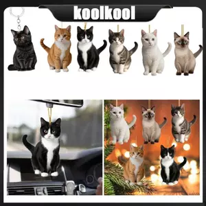 Kool Trang Trí Mèo Đen Mặt Dây Chuyền Cho Gương Ô Tô Acrylic Treo Xe Trang Trí Gương Chiếu Hậu Trang Trí Lâu Dài