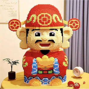 Khổng Lồ Thần Tài Giáo Dục Khối Xây Dựng Các Hạt Nhỏ Lắp Ráp Đồ Chơi Trang Trí Phòng Khách Bé Trai Bé Gái Ngày Lễ
