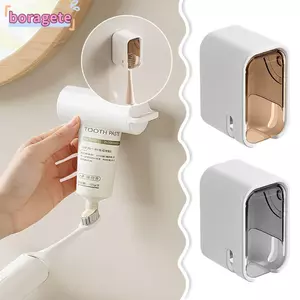 Giá đỡ bàn chải đánh răng BORAGETE, Giá đựng bàn chải đánh răng treo tường chống bụi, Giá đựng bàn chải đánh răng điện lật