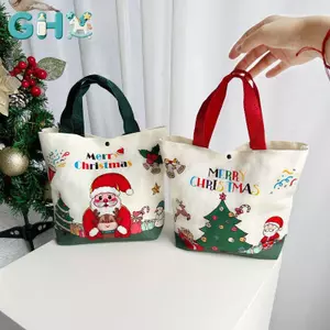GHX 1 Túi Quà Giáng Sinh Với Ông Già Noel Tuần lộc & Người Tuyết Thiết Kế Túi Tote Vải Bền Túi Kẹo Đảng Túi Quà Tặng Số Lượng Lớn VN