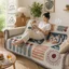 Chăn dã ngoại hình mèo may mắn, chăn đi biển, chăn sofa, giặt máy, thích hợp cho du lịch, cắm trại và chụp ảnh