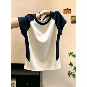 Áo thun ngắn tay Hàn Quốc dành cho nữ mùa xuân hè, áo thon gọn và thời trang giản dị dành cho nữ