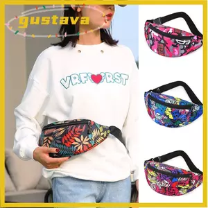 Ví GUSTAVA, Túi thắt lưng họa tiết hoa chống thấm nước, Túi ngực in Nylon dung tích lớn
