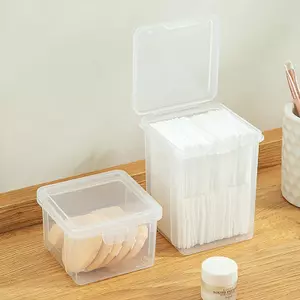 Hộp đựng mỹ phẩm, bông tẩy trang chống bụi trong suốt, tổ chức gọn gàng cho phòng tắm