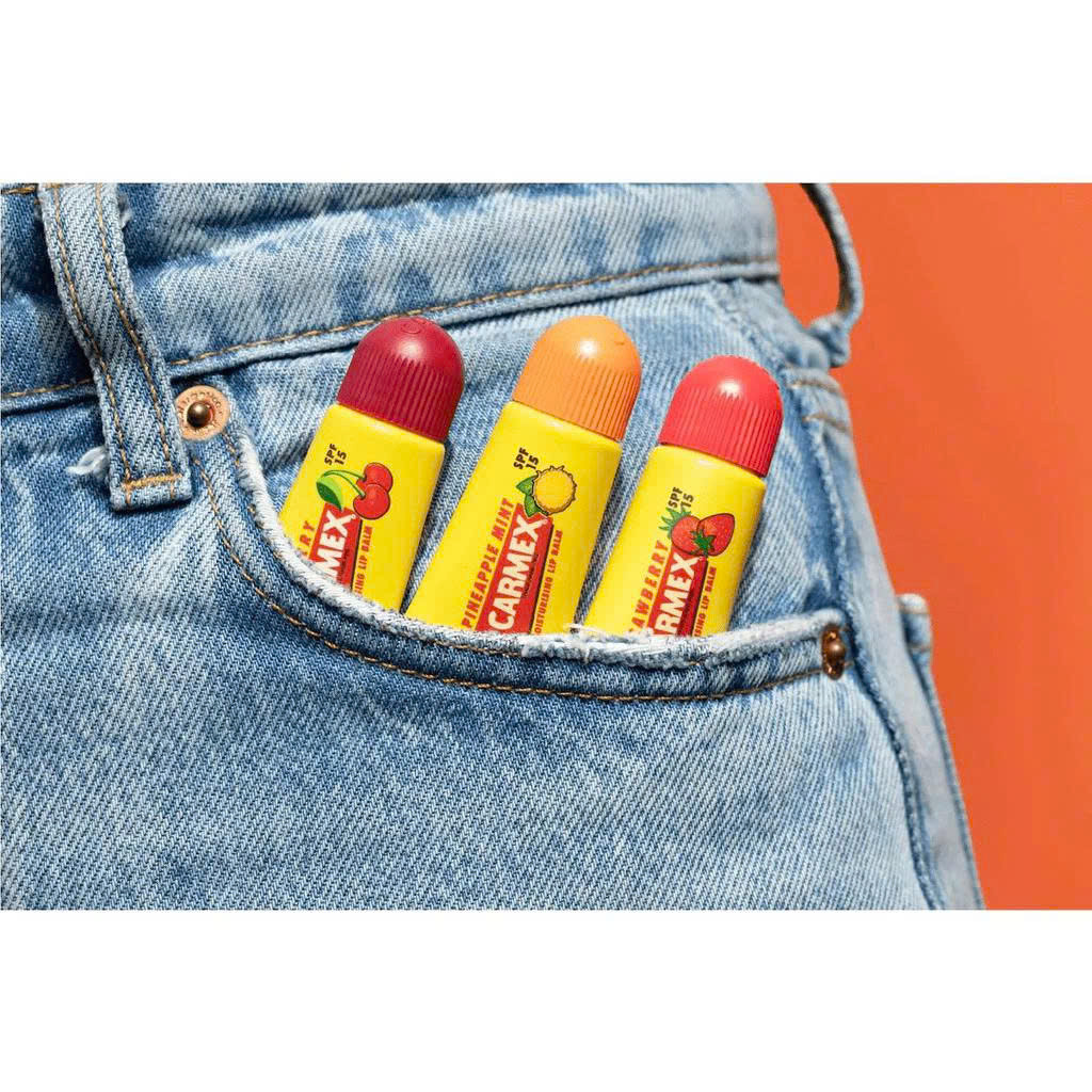 Set Son dưỡng môi vị trái cây Carmex Moisturising Mini Lip Balms SPF 15 3 pack