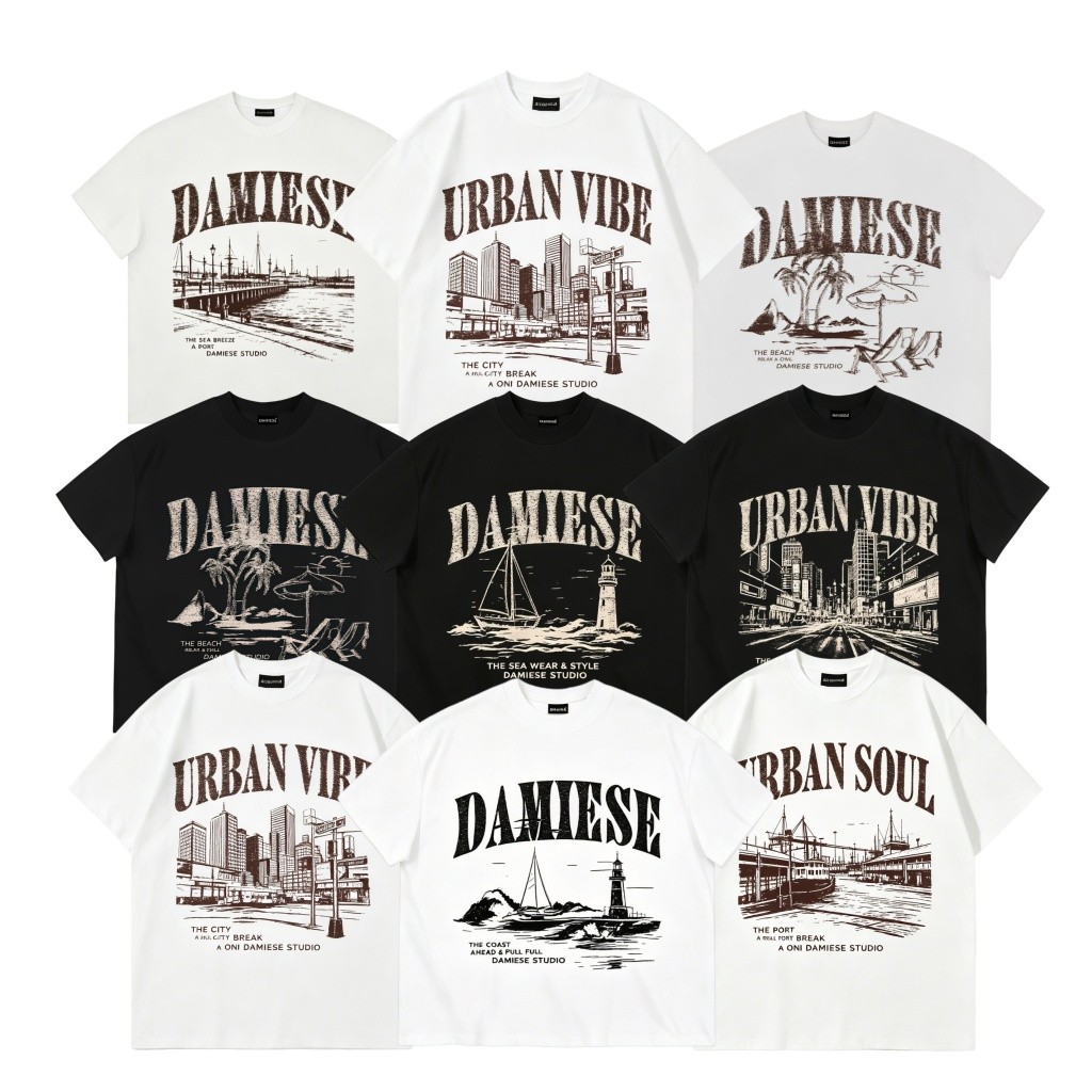 （Giao hàng 24h）Angela ÁO THUN Unisex BOXY LOCAL BRAND "ISLAND" COTTON 220GSM