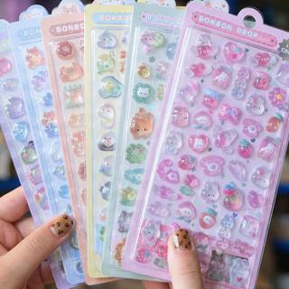 ENWEI 4 Chiếc [Dòng Nhãn Dán Nổi] Gấu Cá Heo Ngọc Thỏ Mèo Con Dễ Thương Dán Để Nhật Ký Thêu Sò Người Lập Kế Hoạch Văn Phòng Phẩm