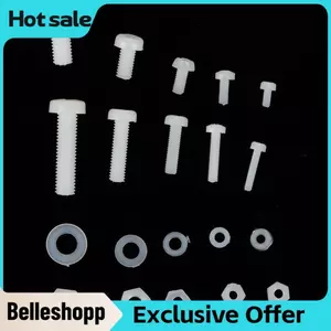 Belleshopp Nylon Vít Đai Ốc Máy Giặt Các Loại Bộ 270 Chiếc M2/M2.5/M3/M4/M5 Nhựa Trắng Có Hộp Trong Suốt đựng Điện