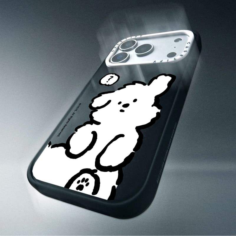 CASECASE X Câu Hỏi Mark Dog Case White Camera Ring Edition Matte Đen Cứng Hút Từ Tính Tác Động Dành Cho Apple IPhone 13 14 15 16 17 Pro Max Air Plus Có Hộp