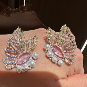Thời Trang Hàn Quốc Dài Zircon Thanh Lịch Phong Cách Mới Ánh Sáng Sang Trọng Bông Tai Hoa Ngọc Trai Bán Buôn