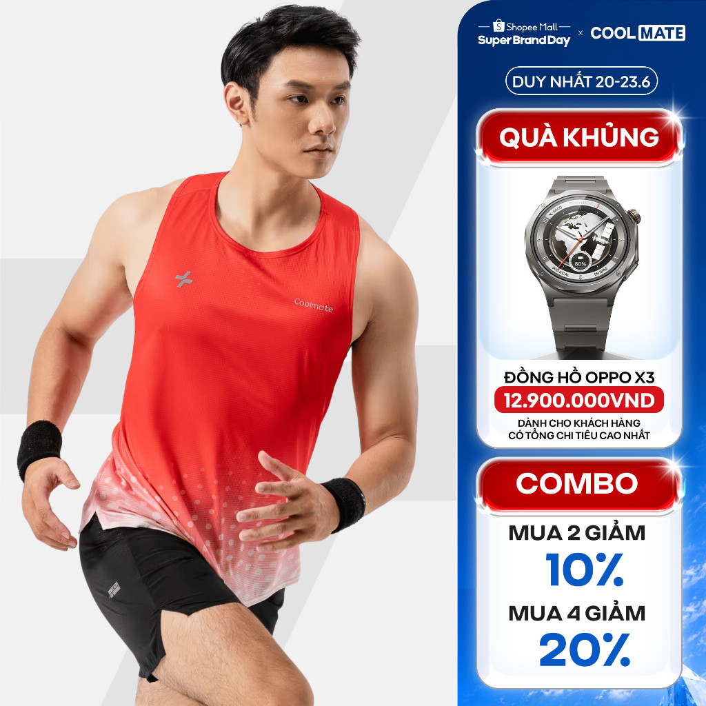 [MUA 4 GIẢM 20%]Áo ba lỗ, Singlet Nam thể thao Chạy Bộ Thoáng Khí Graphic Dot siêu nhẹ, thoáng khí, thấm hút Coolmate