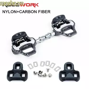 Bàn đạp khóa xe đạp, Bàn đạp xe đạp đường trường 4 vòng bi bằng sợi Carbon​, Phụ tùng xe đạp tự khóa siêu nhẹ bền bỉ cho SPD LOOK KEO