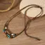 AqToCna 2 Cái / bộ Nhiều Lớp Vintage Hạt Gỗ Mặt Dây Chuyền Da Đính Hạt Dệt Cầu Nguyện Nelace & Vòng Tay Trang Sức Thời Trang Quà Tặng AqToCna