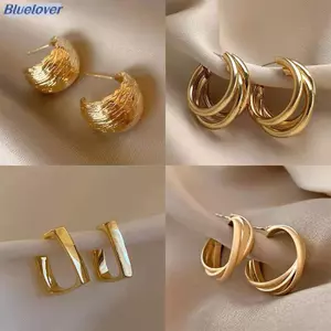 Bluelover 1 Cặp Thiết Kế Tối Giản Kim Loại Phóng Đại Tai Hình Học Bông Tai Dành Cho Nữ Cô Gái Thời Trang Tính Khí Trang Sức Đảng Phụ Kiện Đơn Giản Mới