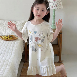 Váy ngủ bé gái dễ thương - đồ mặc nhà trẻ em mỏng nhẹ họa tiết hoạt hình thoáng mát mùa hè