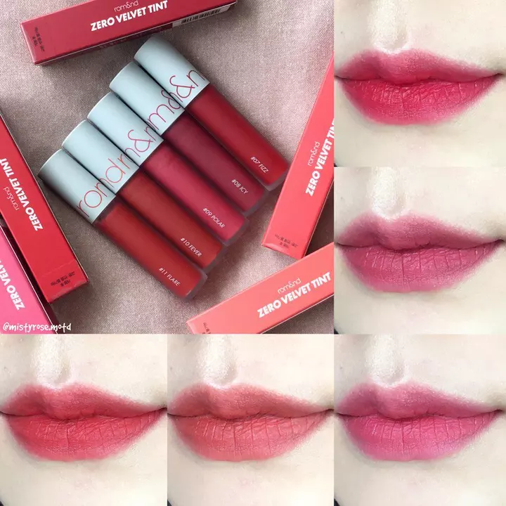 son bóng son bóng lì lâu trôi Hàn Quốc romand Velvet zero Velvet Lip Gloss Matte Lâu trôi Dễ dàng tô màu Nhìn Tính khí Làm trắng da Zer