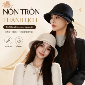 Mũ tròn nhỏ chất liệu polyester chống thấm nước khô thoáng cho trẻ ngoài trời trắng đen dễ phối hợp
