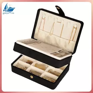 Hộp Trang Sức Nhung Sang Trọng Dung Tích Lớn Cao Cấp Hộp Bảo Quản Tinh Tế Nhẫn Bông Tai Ánh Sáng Hộp Bông Tai Màu Đen