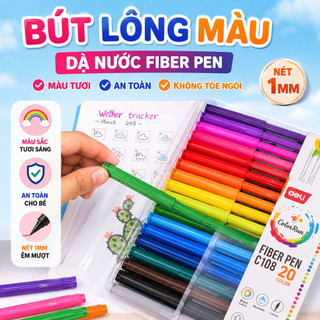Bút Lông Màu Dạ Nước Fiber Pen Nét 1mm Deli - Màu Tươi Sáng, An Toàn, Không Tòe Ngòi, Tô Màu Vẽ