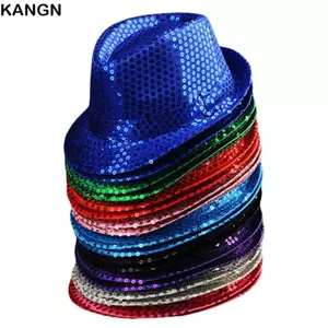 KANGN Panama Cap, Mũ Jazz Sequins sáng bóng, Sân khấu hóa trang bền bỉ Cosplay Dance Performance Hat Ngày lễ