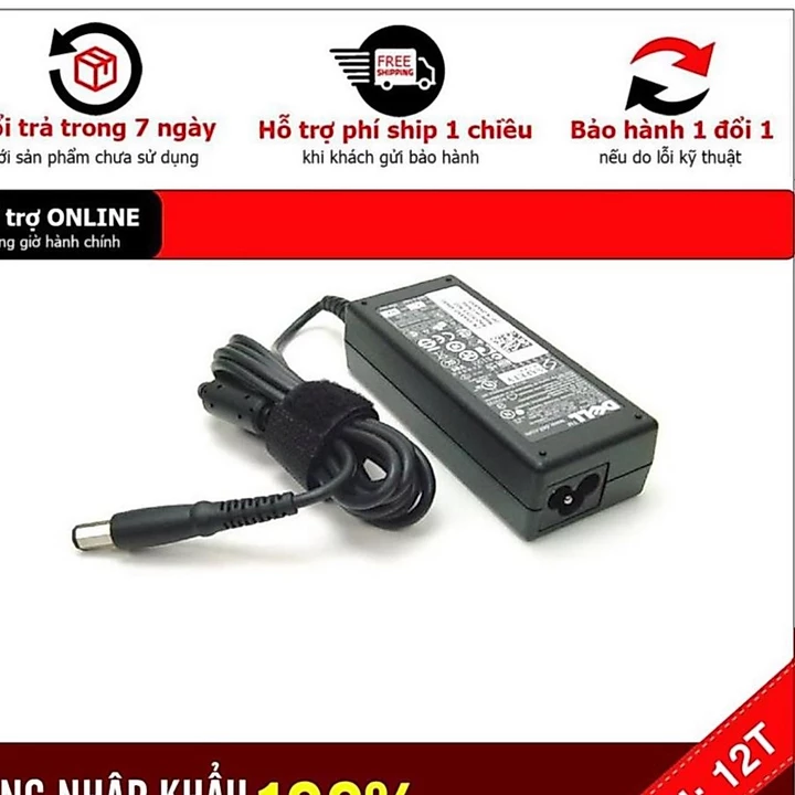 🌟CŨ ZIN🌟 Nguồn Sạc điện ovan Laptop Dell 19.5V 3.34A 20v 3.5A 4.5a 65W chân kim To ,không kim 7.4 x 5.0mm kèm Dây Nguồn